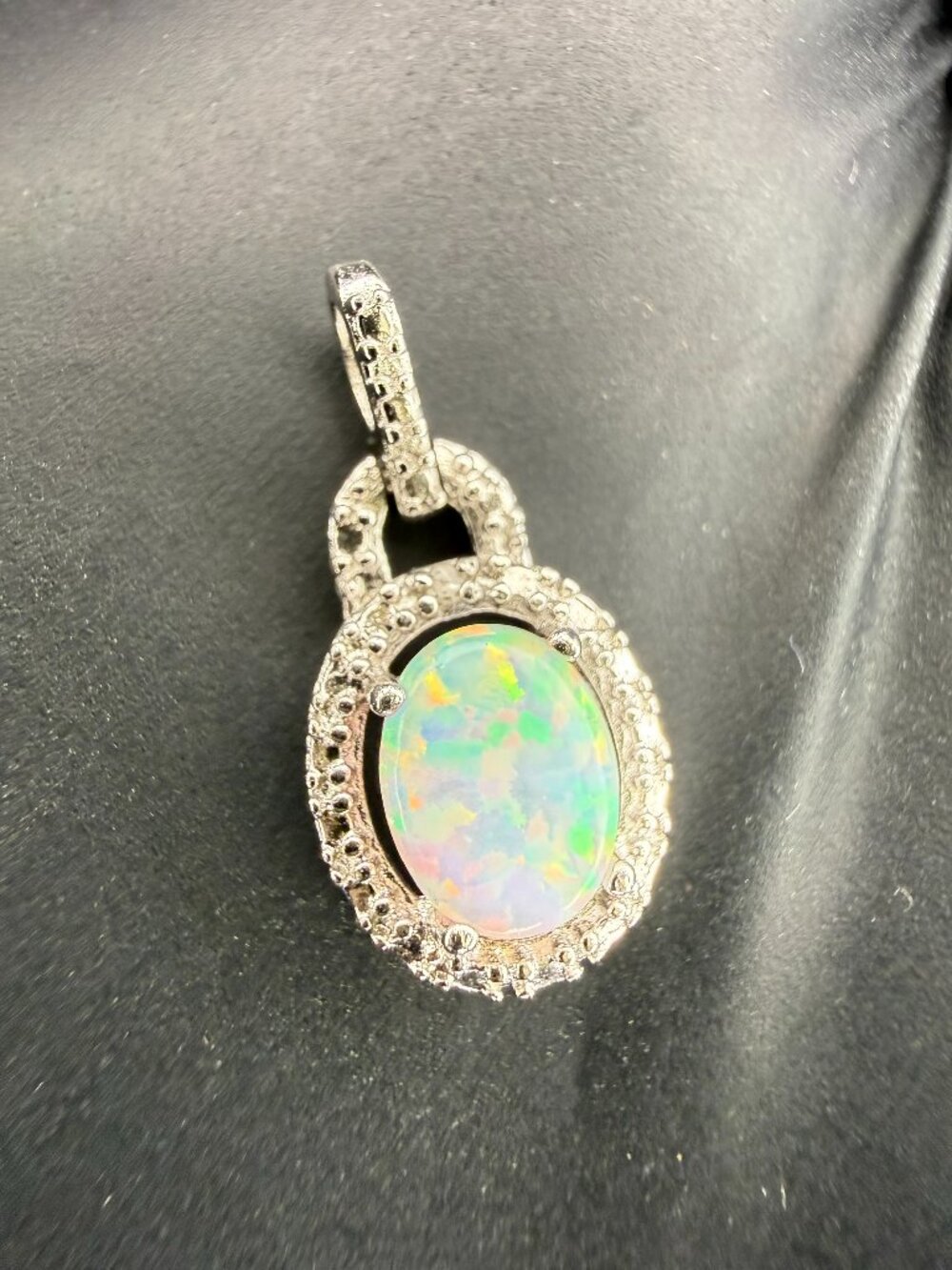 Sterling Silver Opal Pendant, 8.5mmx6.5mm